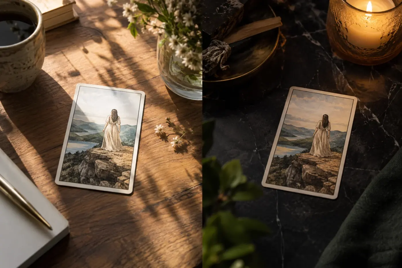Dos disposiciones de cartas similares junto a notas de interpretación diferentes